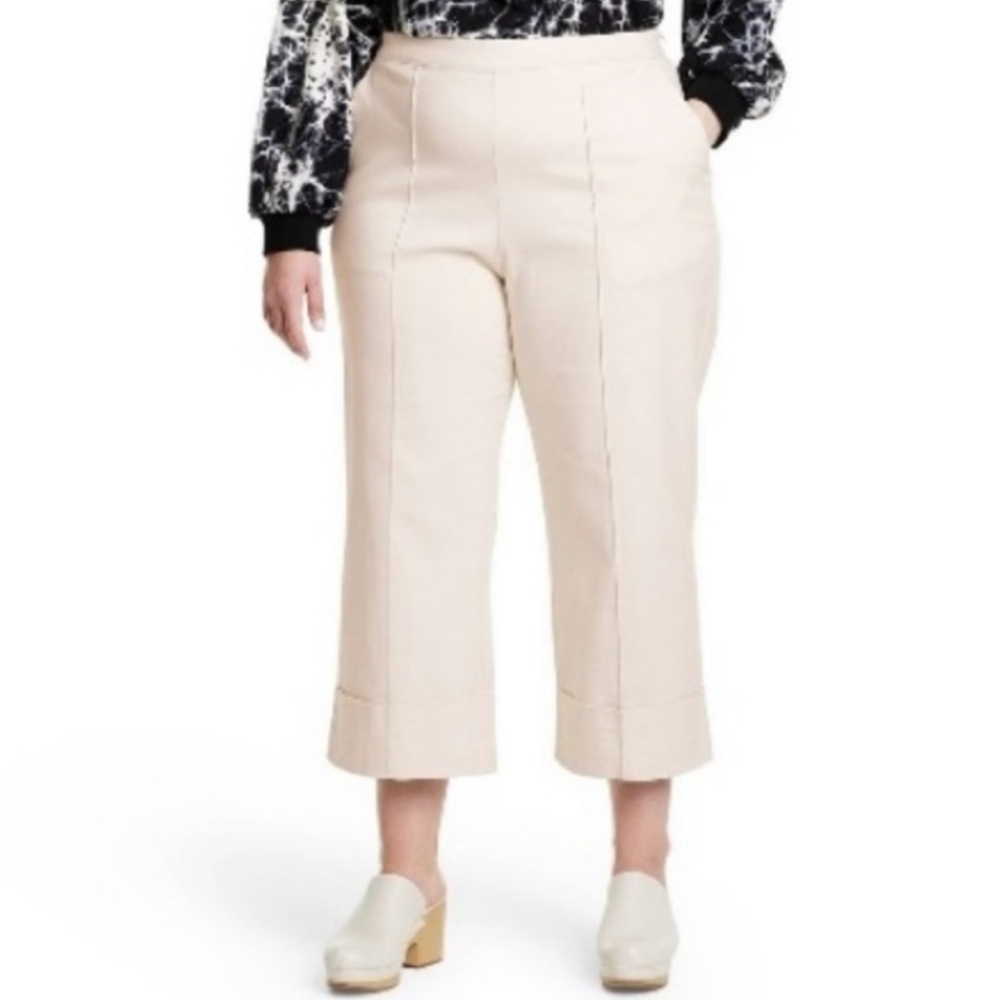 NWT Rachel Comey Plus Size Cuffed Cotton Stretch Pant in Birch